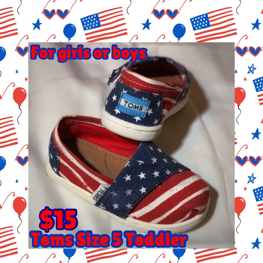 Toms Toddler Size 5 American Flag Red, White, Blue